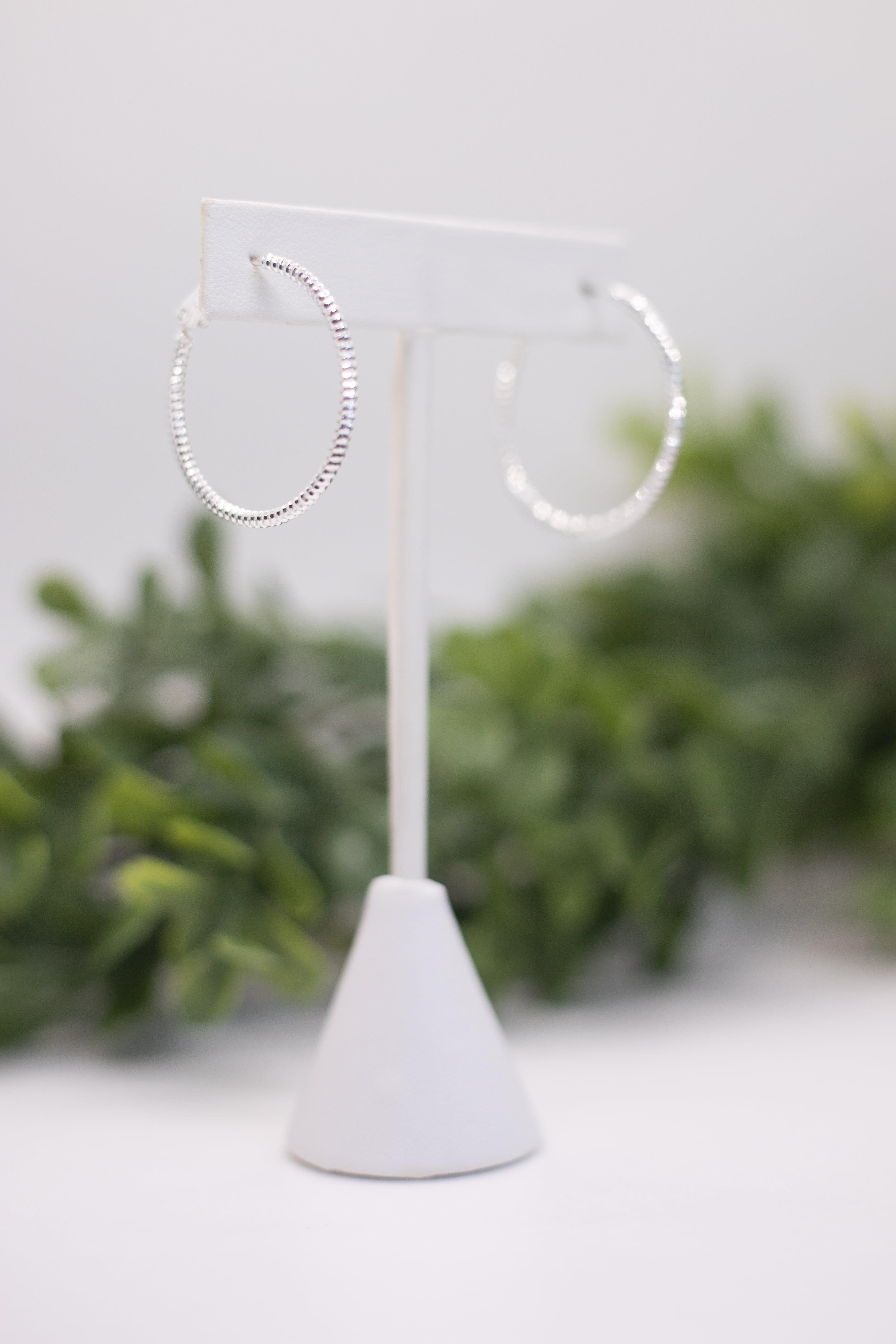Silver Ribbed Hoop