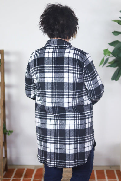 Black & White Check Flannel Shacket