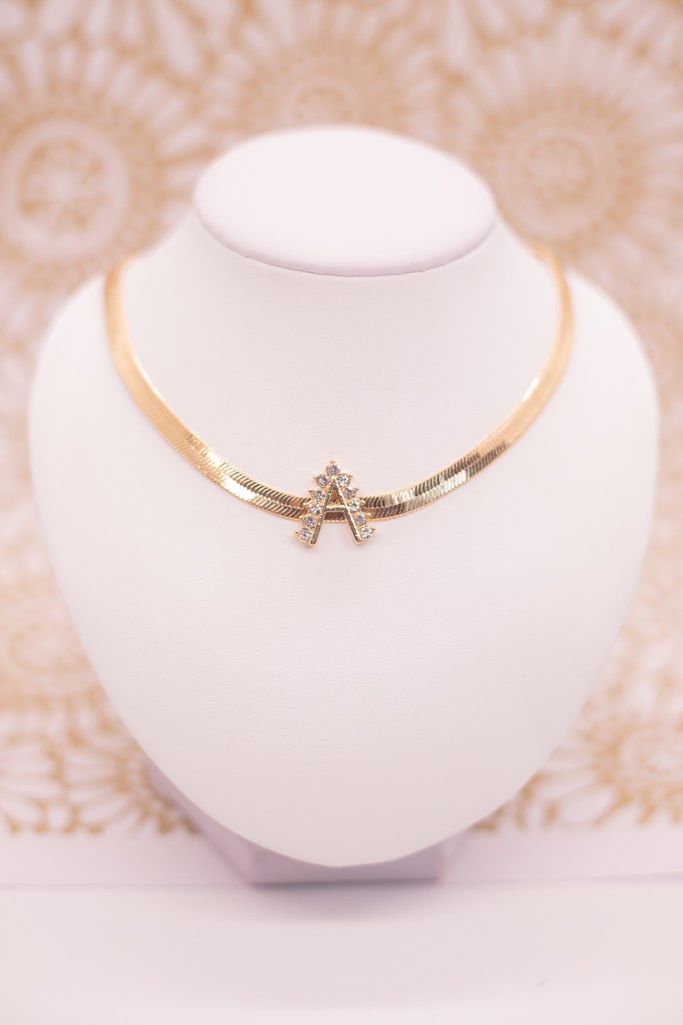 Gold Snake Chain Initial Necklace