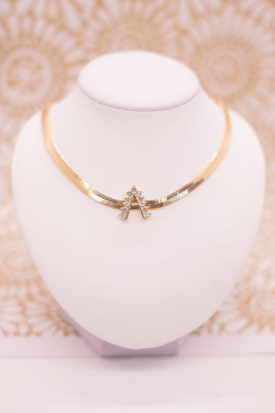 Gold Snake Chain Initial Necklace
