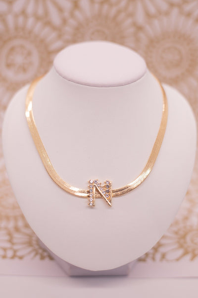 Gold Snake Chain Initial Necklace