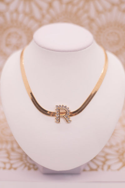 Gold Snake Chain Initial Necklace