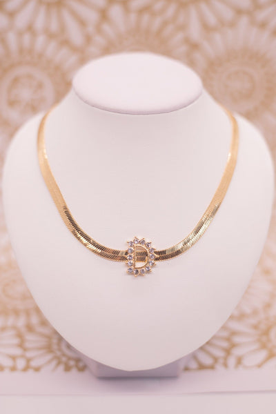 Gold Snake Chain Initial Necklace