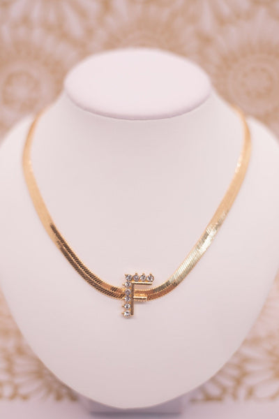 Gold Snake Chain Initial Necklace