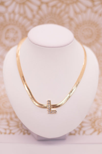 Gold Snake Chain Initial Necklace
