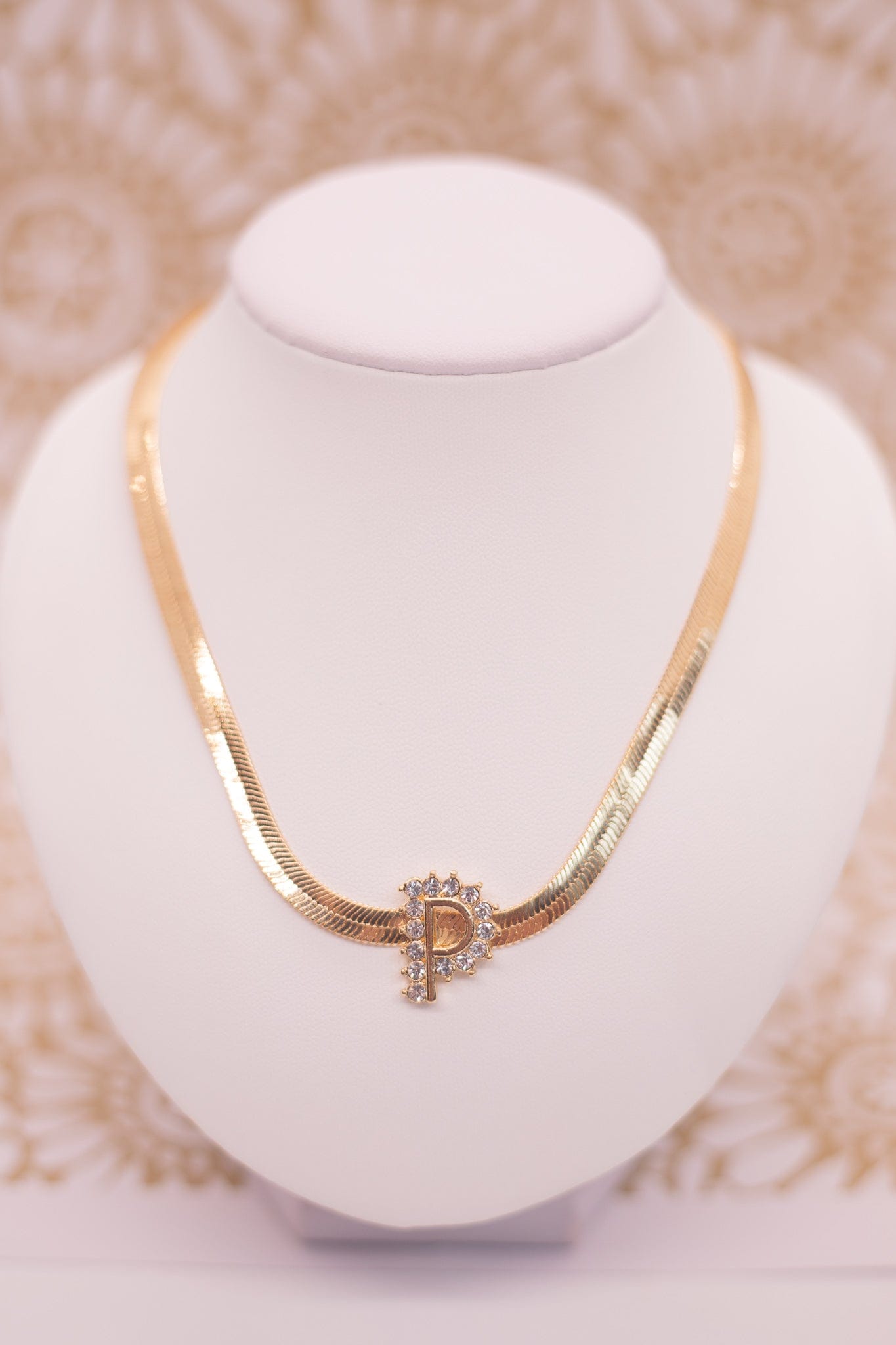 Gold Snake Chain Initial Necklace