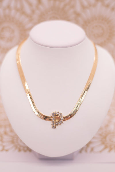 Gold Snake Chain Initial Necklace