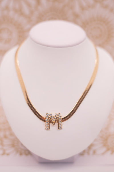 Gold Snake Chain Initial Necklace