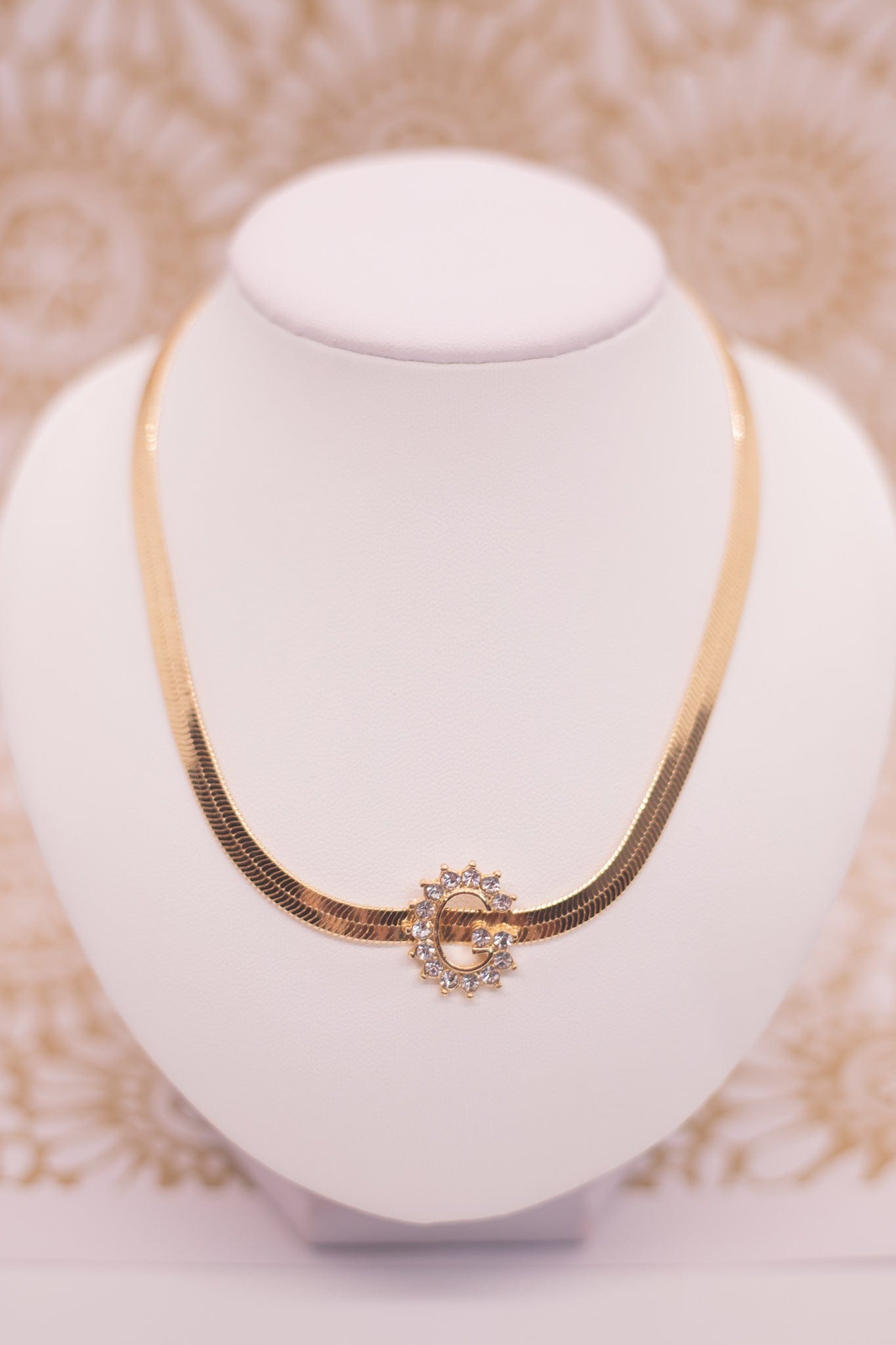 Gold Snake Chain Initial Necklace