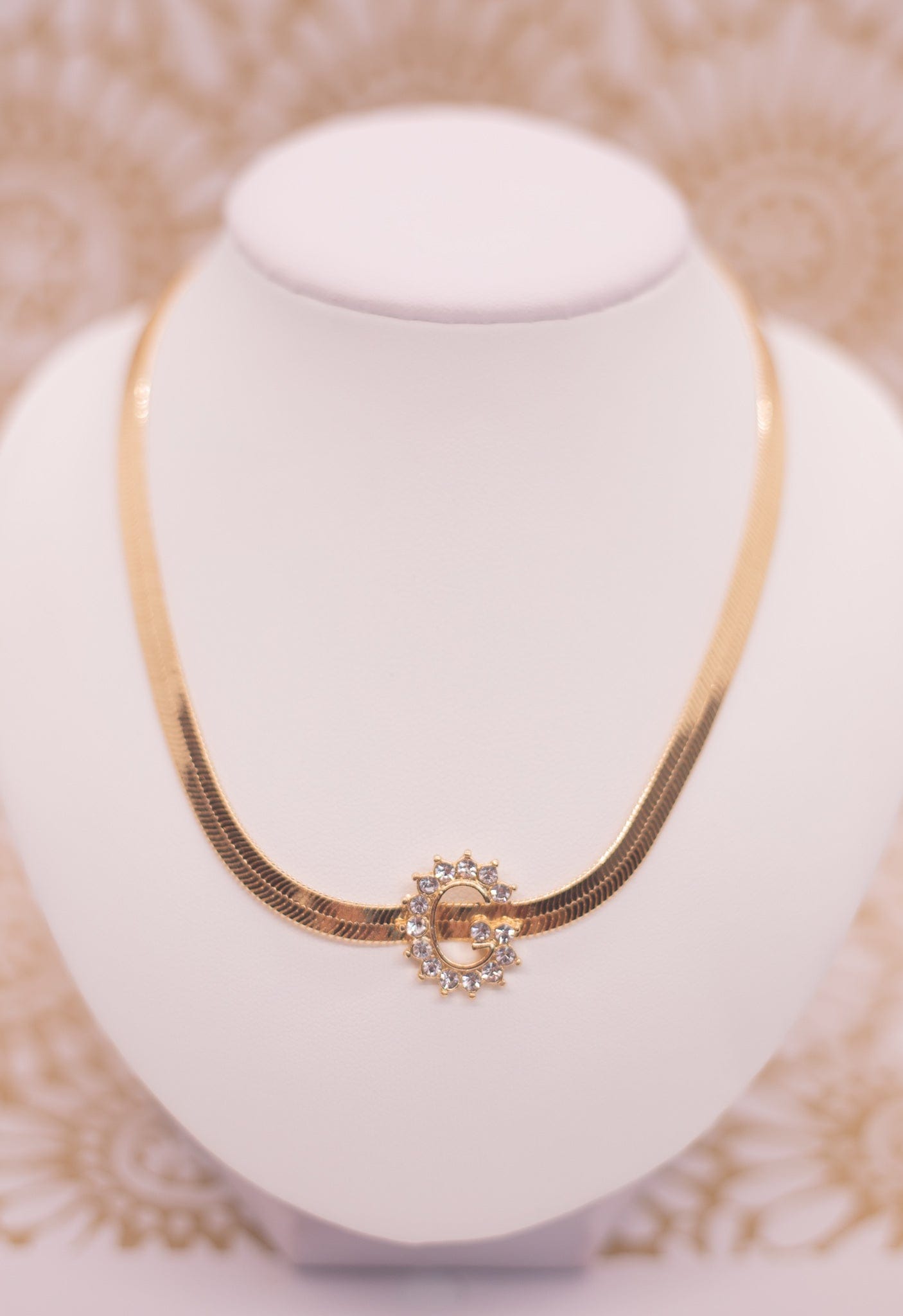 Gold Snake Chain Initial Necklace