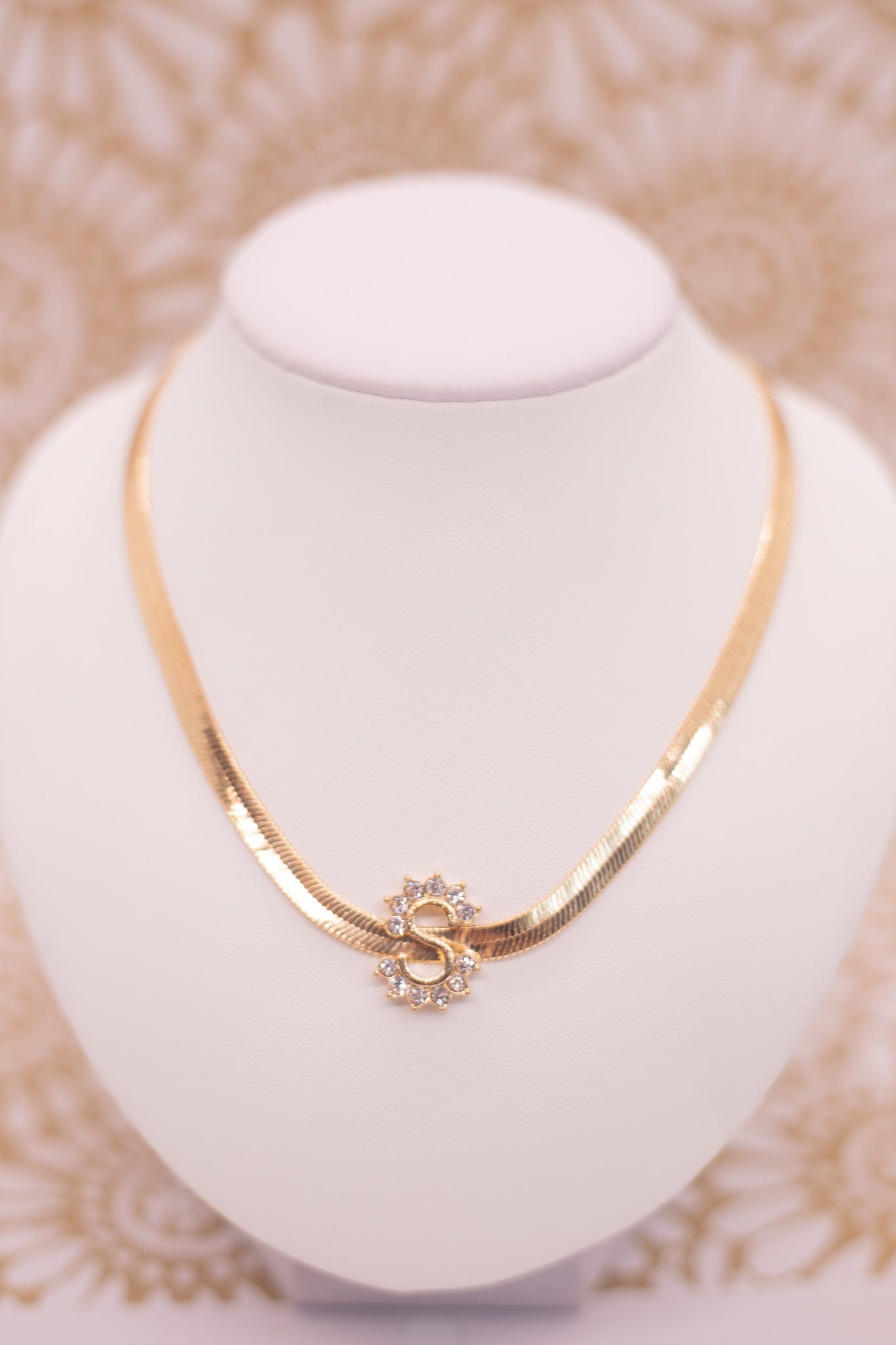 Gold Snake Chain Initial Necklace