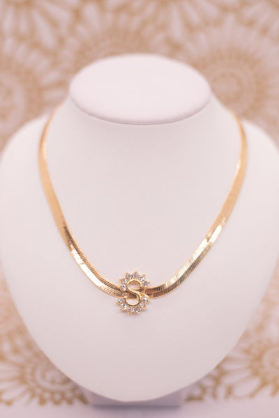 Gold Snake Chain Initial Necklace