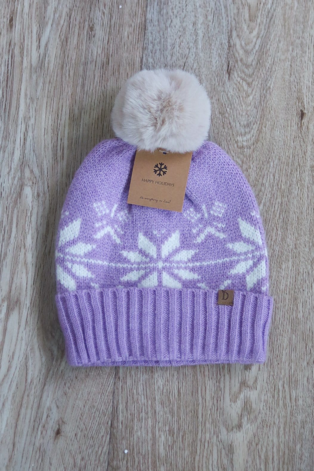 lavender winter pattern beanie 
