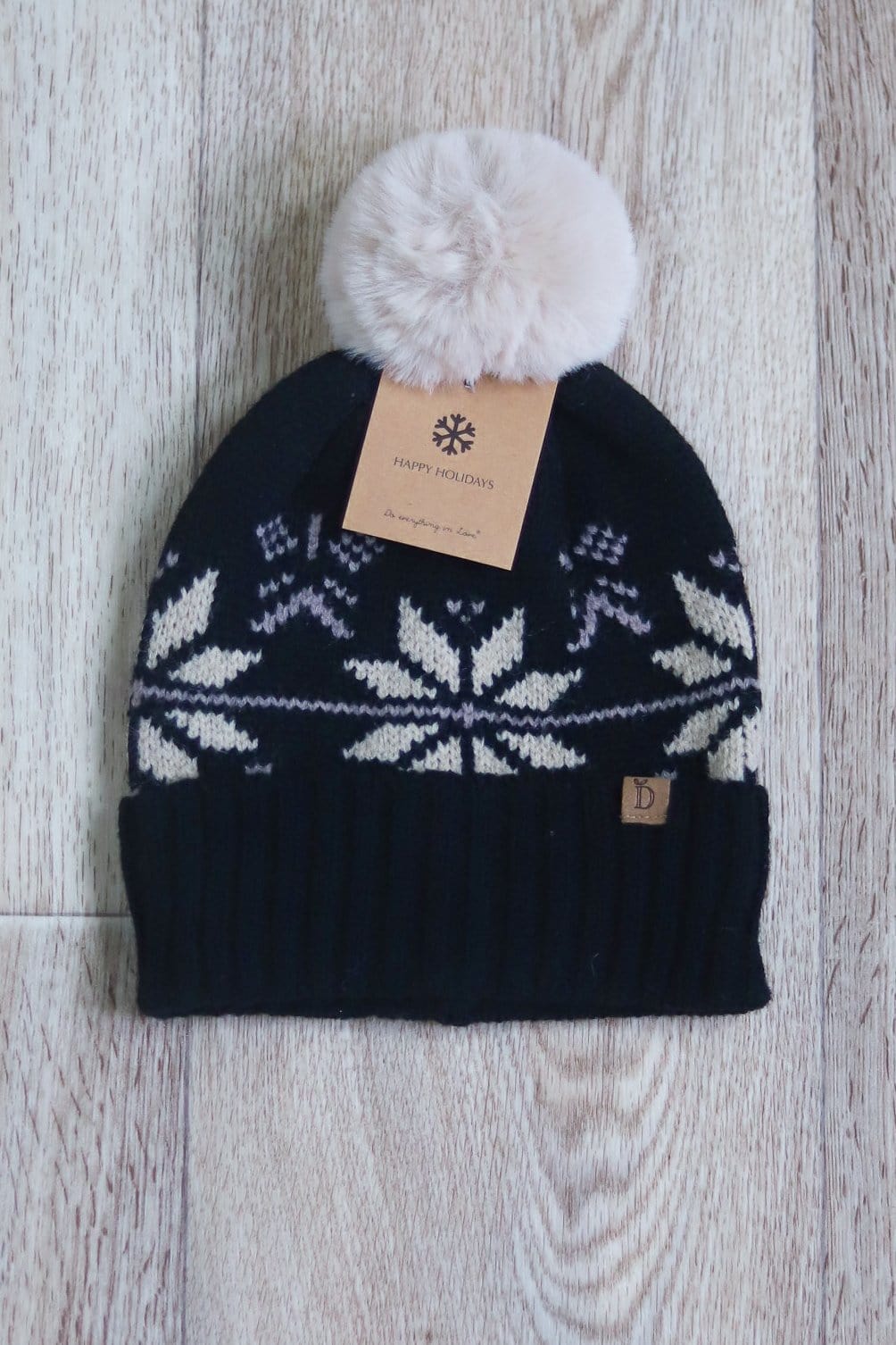 black winter pattern beanie 