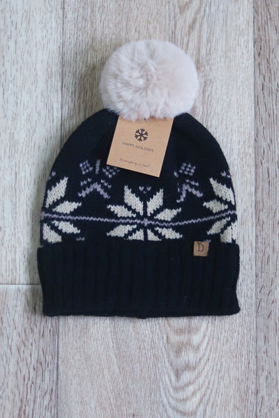 black winter pattern beanie 