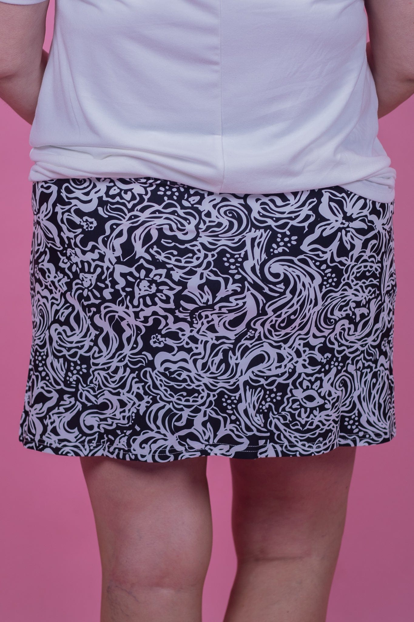 Black Floral Lace Detail Skort