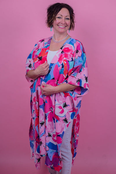 Rose Floral Long Kimono