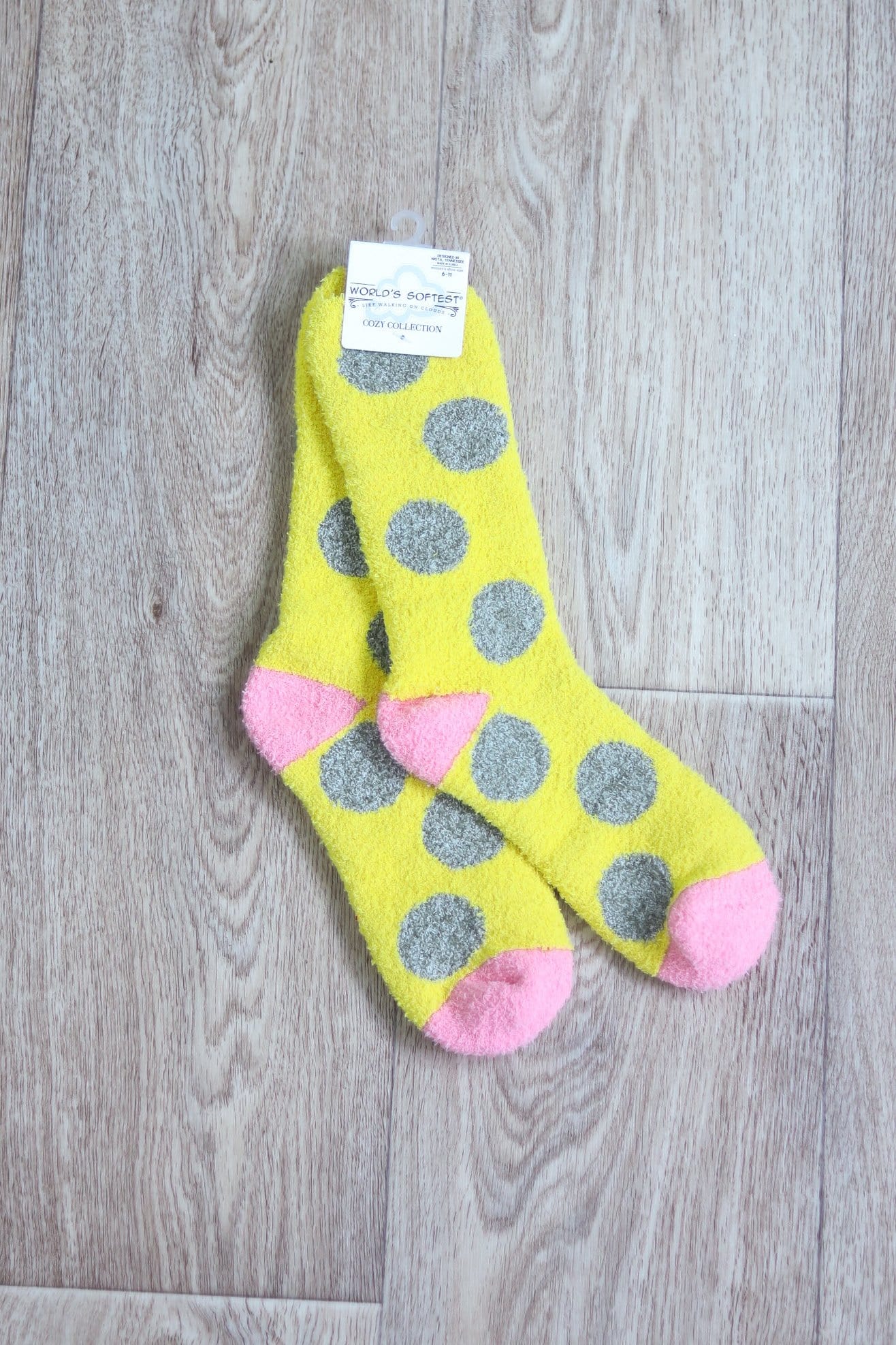 yellow olive dot pink toe heel sock