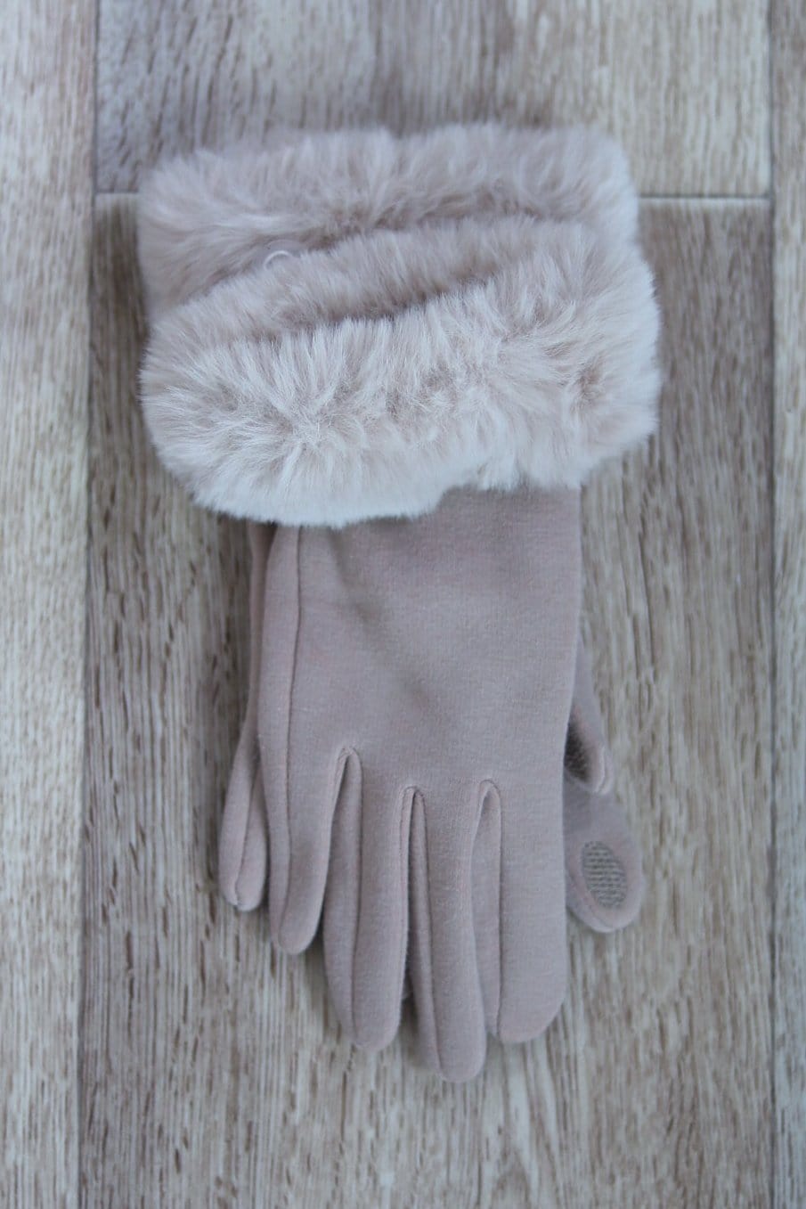 grey faux fur glove