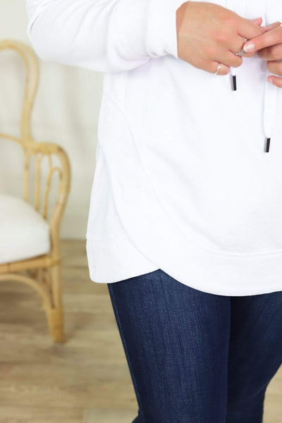 White Overlay Cowl Neck Sweater