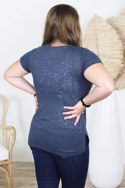 Notched Sides Burnout Crewneck Top