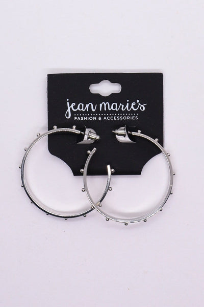 silver dot hoop earring