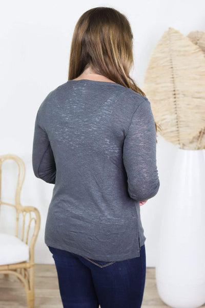 grey long sleeve crew tee