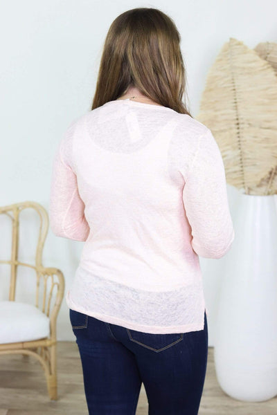 pink long sleeve crew tee