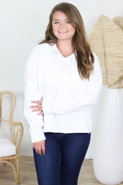 White Mineral Washed Hoodie Pullover