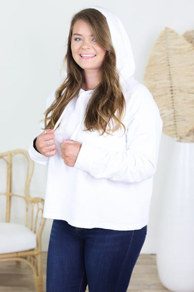 White Mineral Washed Hoodie Pullover