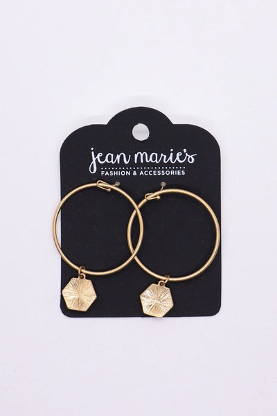 gold hexagon shimmering hoop