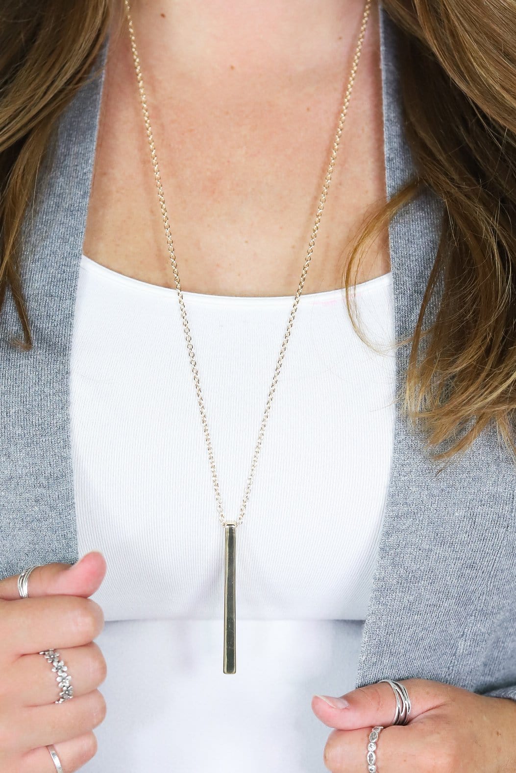 Gold Bar Pendant Necklace