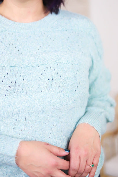 Mint Scallop Knit Sweater
