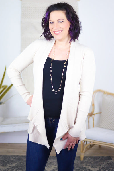Favorited Heathered Ribbed Cardigan