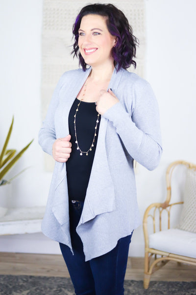 Favorited Heathered Ribbed Cardigan