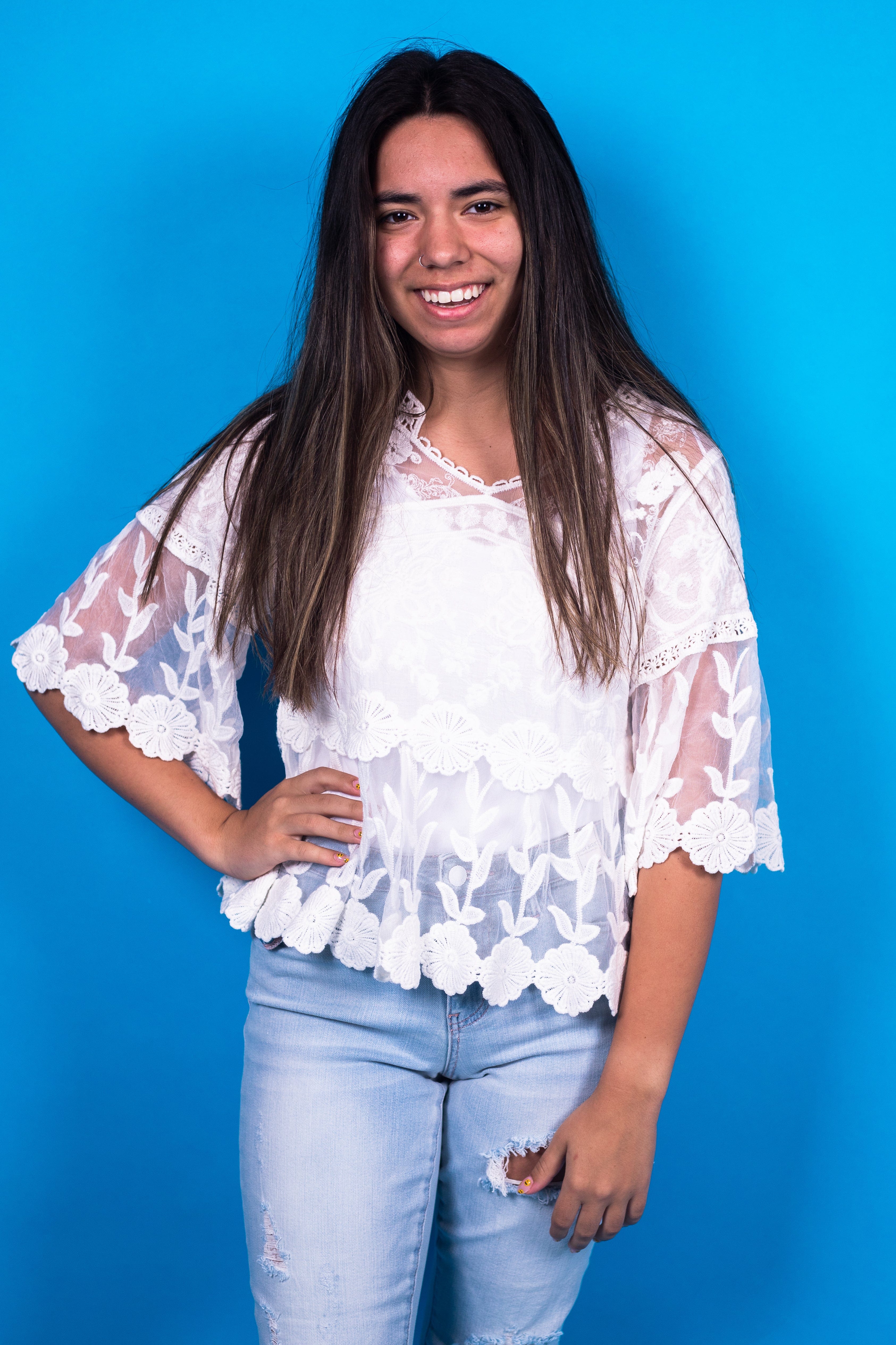 White Embroidered Floral Blouse