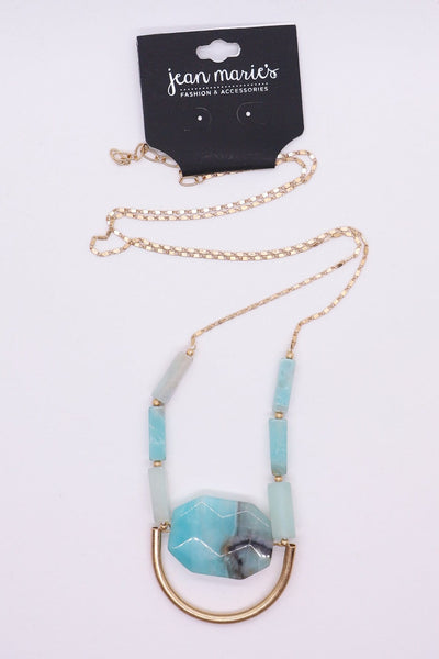 blue gold stone necklace