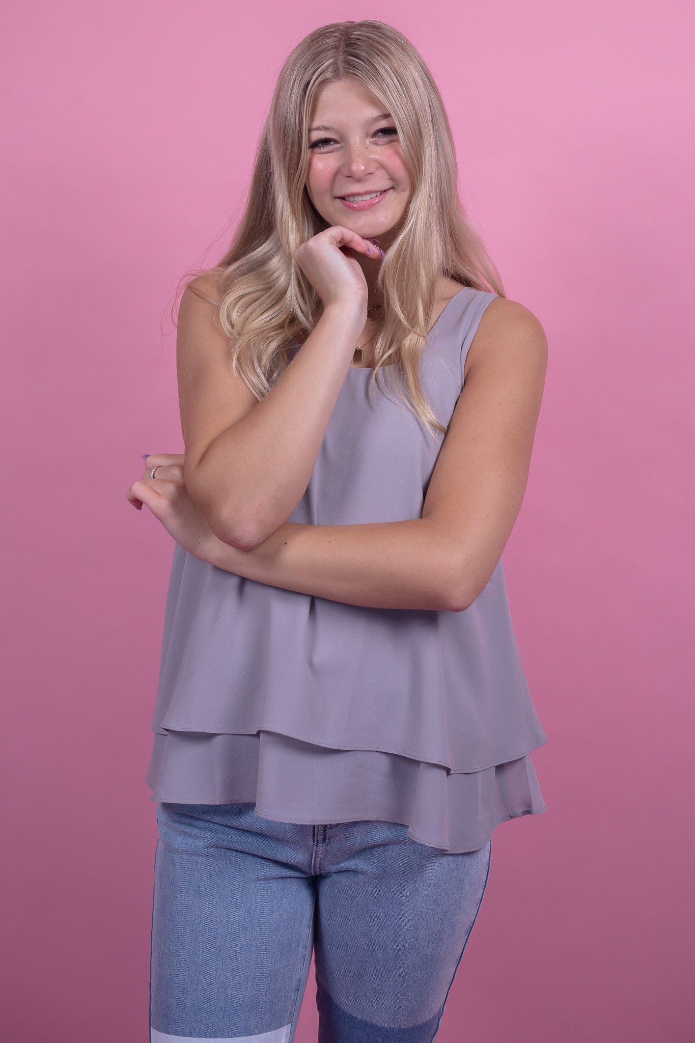 Gray Nana Double Layered Tank