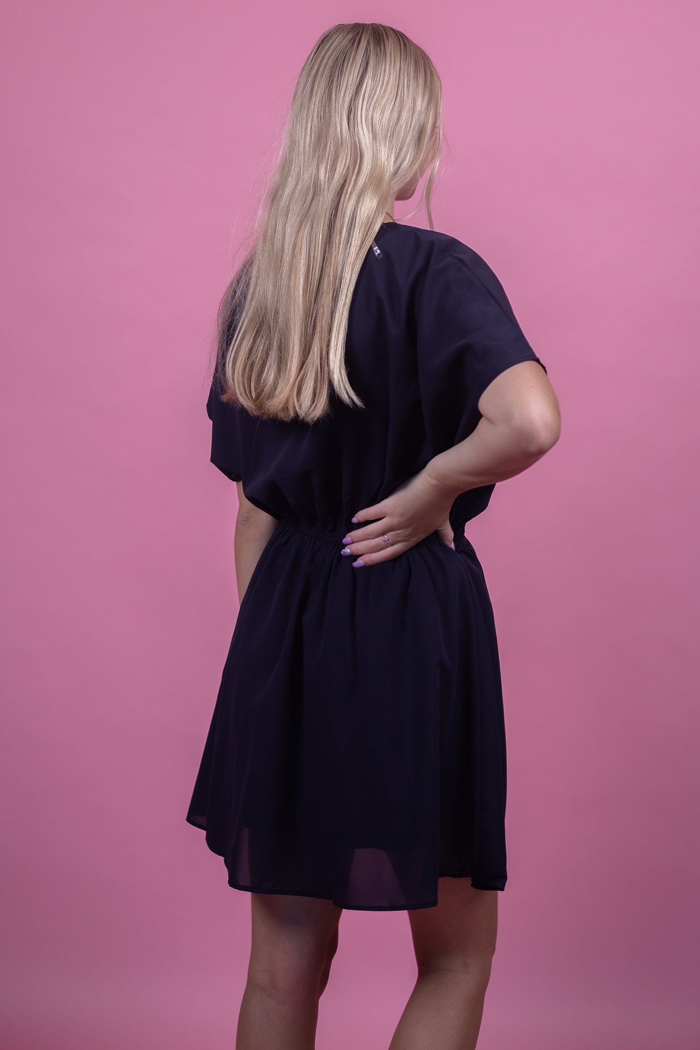 Navy Kimono Sleeve Dress