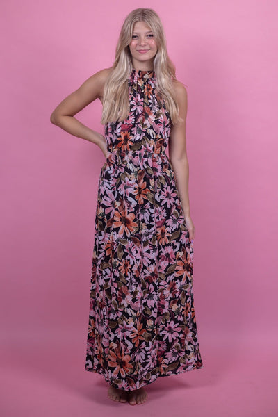 Double Slit Floral Maxi Dress