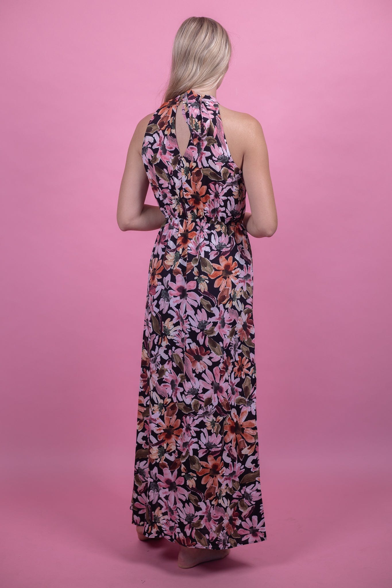 Double Slit Floral Maxi Dress