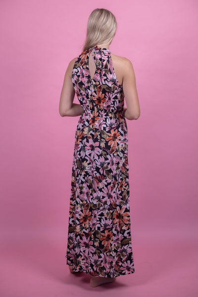 Double Slit Floral Maxi Dress