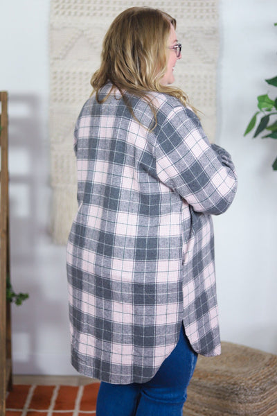 Pink Check Flannel Shacket