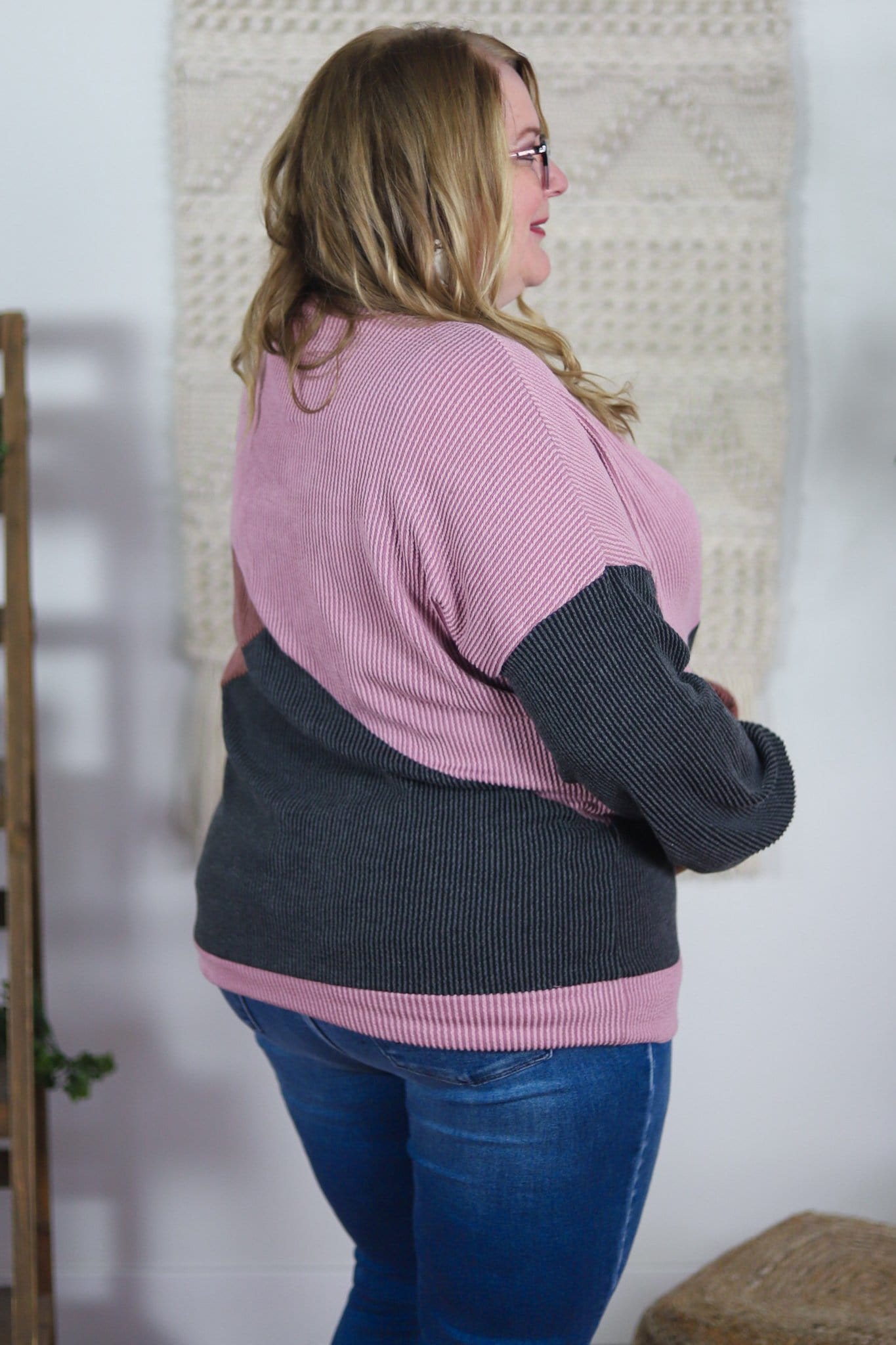 Dusty Lilac Colorblock Sweater