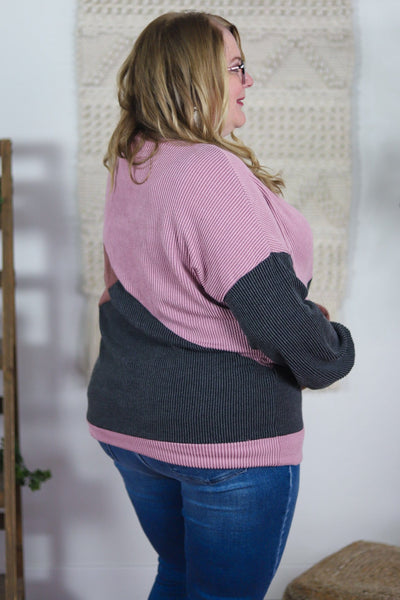 Dusty Lilac Colorblock Sweater