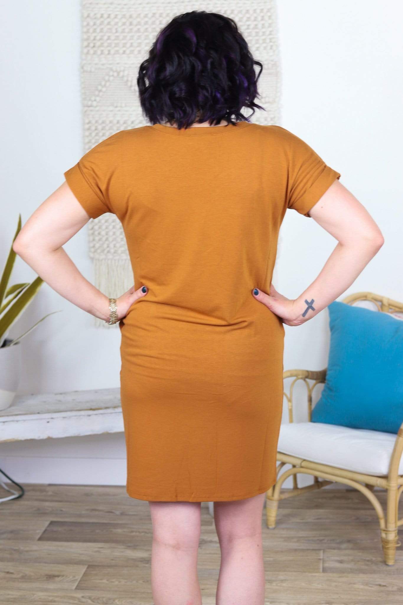 cognac t-shirt dress
