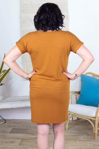 cognac t-shirt dress