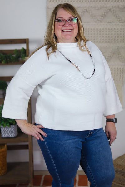 Ivory Ribbed Sweater Top