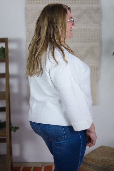 Ivory Ribbed Sweater Top