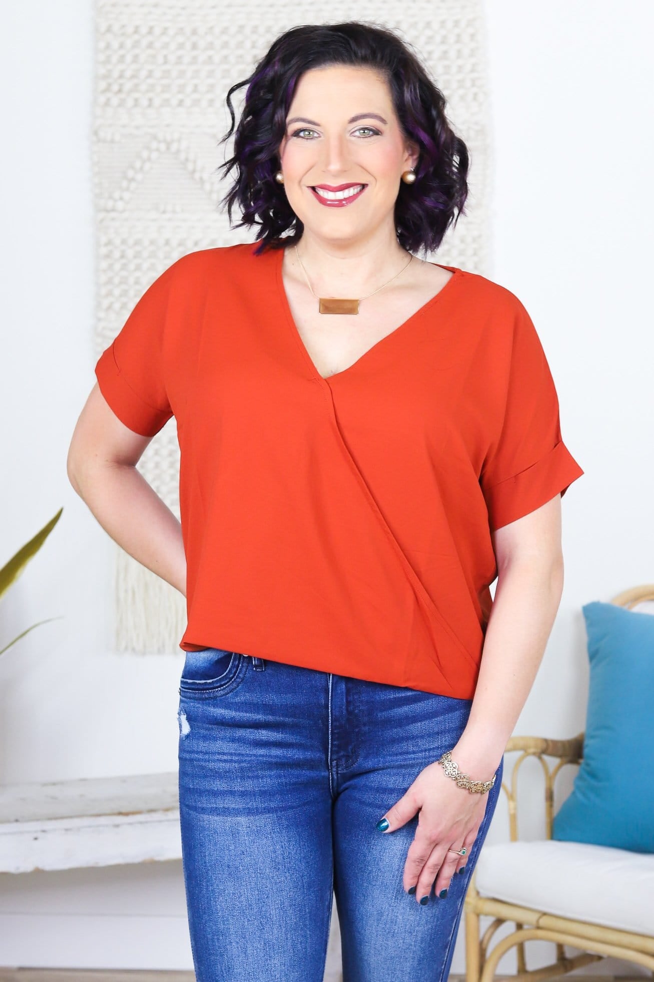 Cross Front Blouse Top